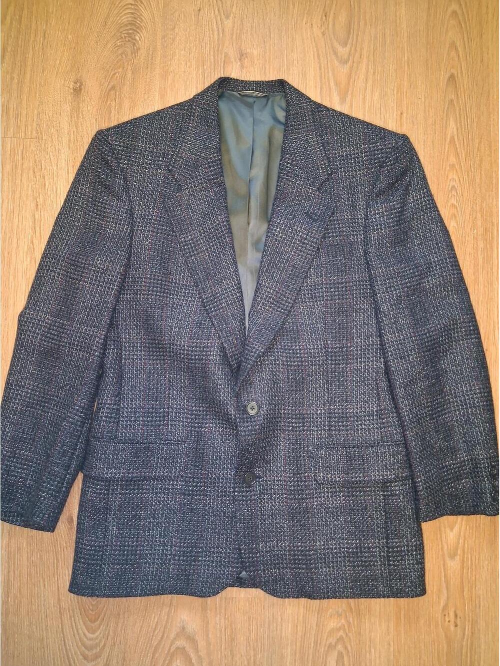 Christian Dior Sport Coat 39R Gray Wool Sharkskin Tweed